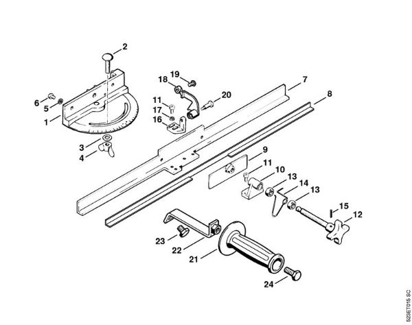 Swivelling support for hedge trimmer knife USG USG brand Stihl