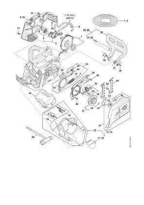 Bild von Haube, Lüftergehäuse, Ölpumpe, Handschutz, Kettenbremse MSA 220.0 TC-O