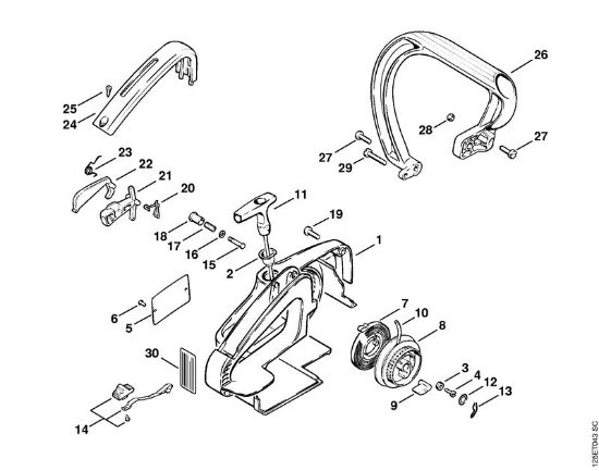 Benzinmotorsägen (MS) 009 EQ Anwerfvorrichtung der Marke Stihl