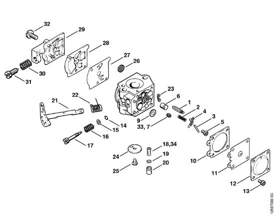Benzinmotorsägen (MS) 009 EQ Vergaser WT-323 USA, WT-563 CDN der Marke Stihl