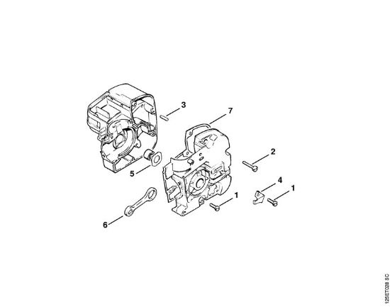 Benzinmotorsägen (MS) 010 AV Kurbelgehäuse (35.85), (25.84) der Marke Stihl