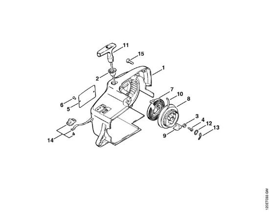 Benzinmotorsägen (MS) 010 AVEQ Anwerfvorrichtung der Marke Stihl