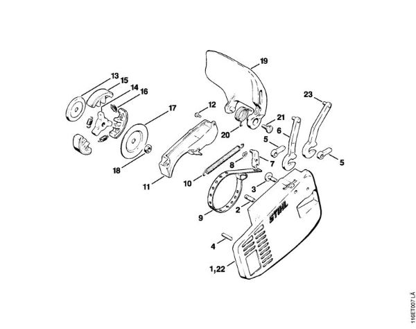 Benzinmotorsägen (MS) 015 AV Kettenbremse der Marke Stihl