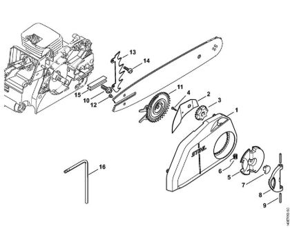 Benzinmotorsägen (MS) 017 C Kettenschnellspannung der Marke Stihl