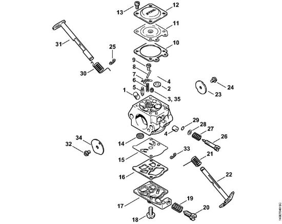 Benzinmotorsägen (MS) 017 C Vergaser WT-325 (05.2000) der Marke Stihl