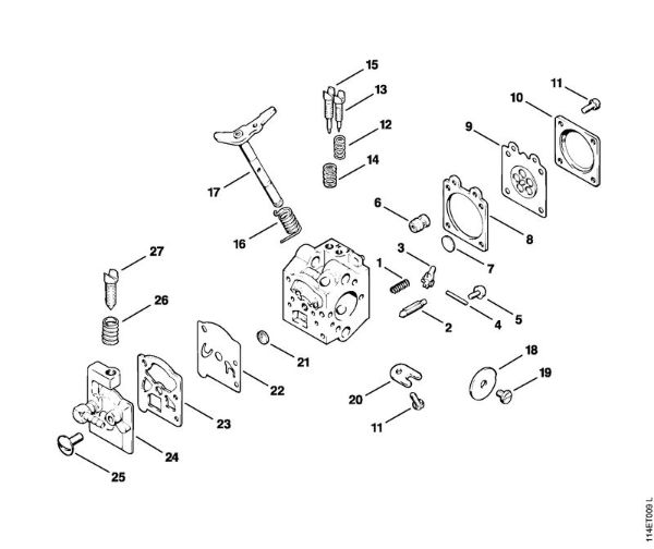 Benzinmotorsägen (MS) 020 (1114) Vergaser WT-15 der Marke Stihl