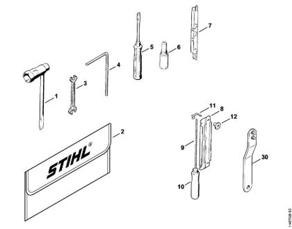 Benzinmotorsägen (MS) 020 (1114) Werkzeug, Sonderzubehör der Marke Stihl