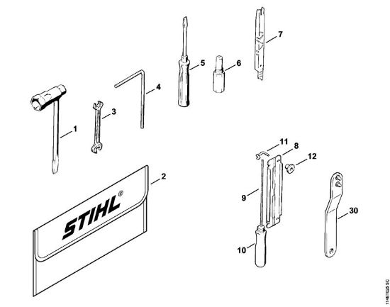 Benzinmotorsägen (MS) 020 (1114) Werkzeug, Sonderzubehör der Marke Stihl