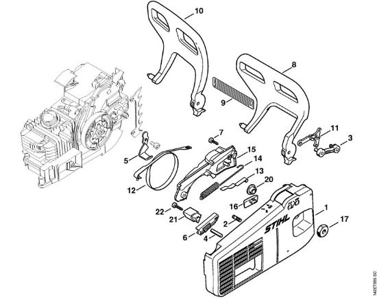 Benzinmotorsägen (MS) 020 (1129) Kettenraddeckel der Marke Stihl