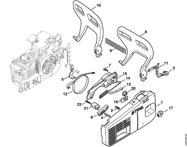 Benzinmotorsägen (MS) 020 (1129) Kettenraddeckel der Marke Stihl