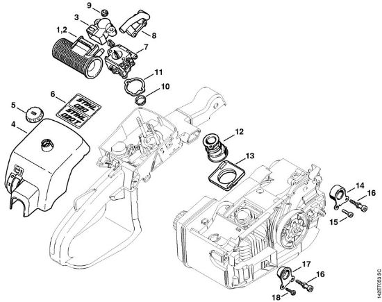 Benzinmotorsägen (MS) 020 (1129) Luftfilter 020 der Marke Stihl