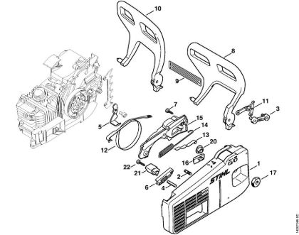 Benzinmotorsägen (MS) 020 T Kettenraddeckel der Marke Stihl