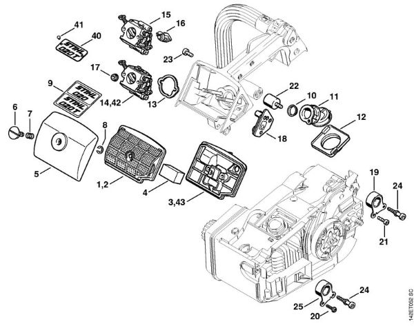 Benzinmotorsägen (MS) 020 T Luftfilter 020 T der Marke Stihl