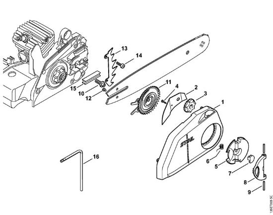 Benzinmotorsägen (MS) 023 Z Kettenschnellspannung der Marke Stihl