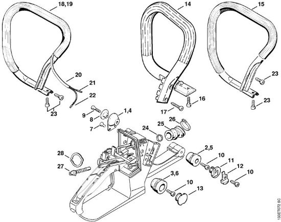 Benzinmotorsägen (MS) 026 AV-System der Marke Stihl