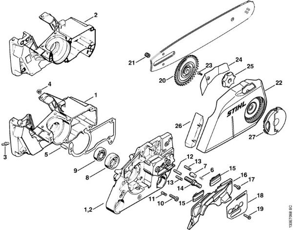 Benzinmotorsägen (MS) 026 C Kettenschnellspannung der Marke Stihl