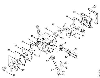 Benzinmotorsägen (MS) 032 AVE Vergaser WA-49   7 683 698 der Marke Stihl