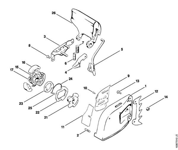 Benzinmotorsägen (MS) 032 AVEQ Kettenbremse mit Trennkupplung der Marke Stihl