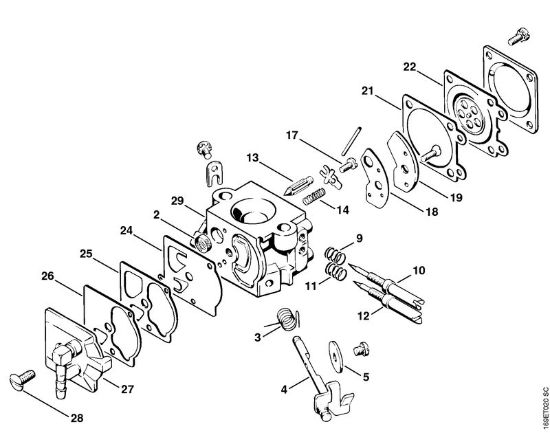Benzinmotorsägen (MS) 032 AVEW Vergaser WA-49   7 683 698 der Marke Stihl