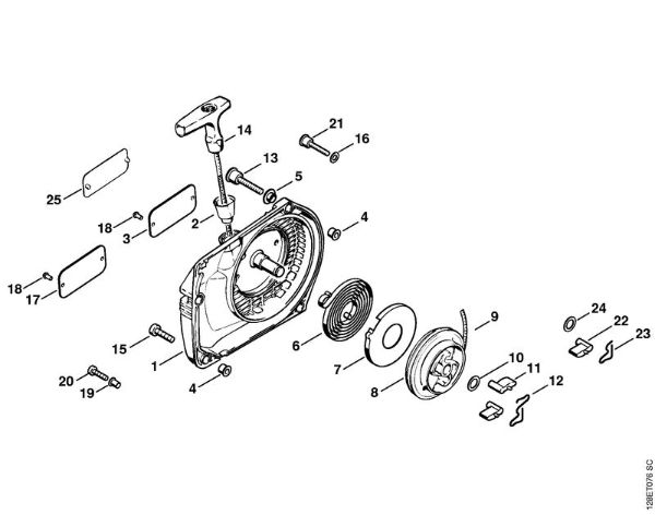 Benzinmotorsägen (MS) 034 S Anwerfvorrichtung (31.2001) der Marke Stihl