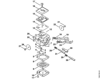 Benzinmotorsägen (MS) 034 S Vergaser C3A-S19, C3A-S38 der Marke Stihl