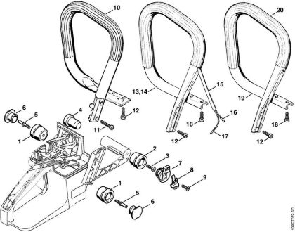 Benzinmotorsägen (MS) 036 AV-System, Griffrohr der Marke Stihl