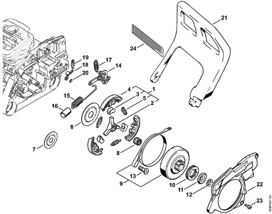 Benzinmotorsägen (MS) 036 QS Kupplung, Kettenbremse der Marke Stihl