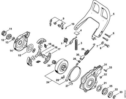 Benzinmotorsägen (MS) 036 QS Kupplung, Kettenbremse der Marke Stihl