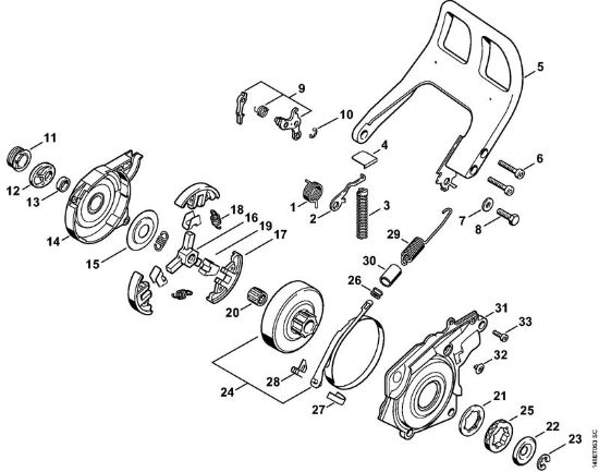 Benzinmotorsägen (MS) 036 QS Kupplung, Kettenbremse der Marke Stihl