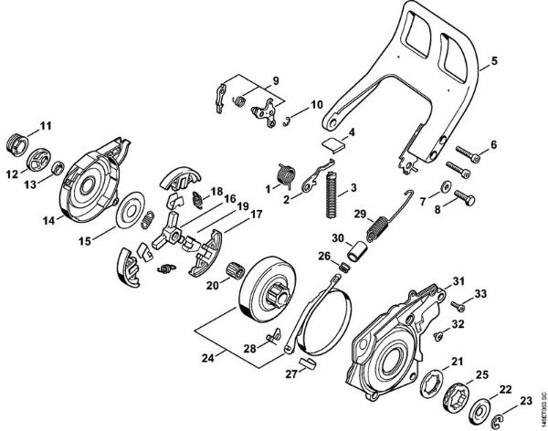 Benzinmotorsägen (MS) 036 QS Kupplung, Kettenbremse der Marke Stihl