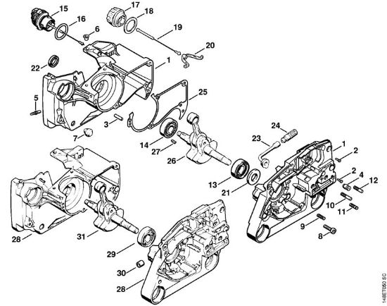 Benzinmotorsägen (MS) 036 QS Kurbelgehäuse der Marke Stihl