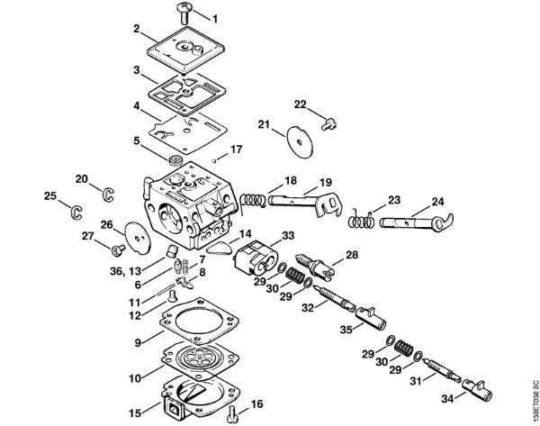 Benzinmotorsägen (MS) 036 QS Vergaser C3A-S39 der Marke Stihl