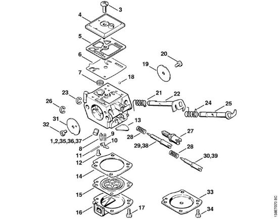 Benzinmotorsägen (MS) 036 W Vergaser C3A-S31, C3A-S65 der Marke Stihl