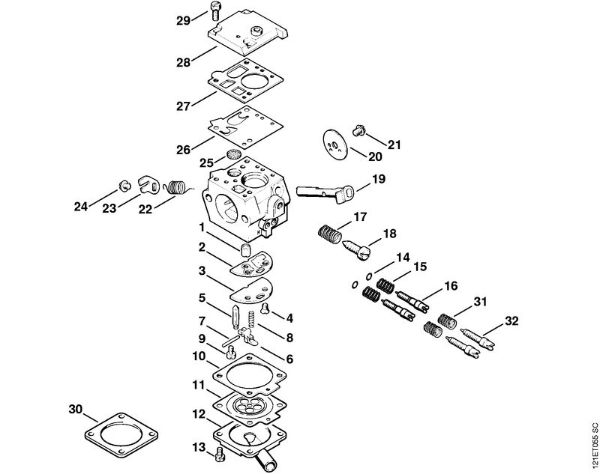 Benzinmotorsägen (MS) 038 Vergaser Bing 48A101 (50.2008) der Marke Stihl