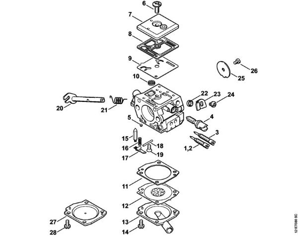 Benzinmotorsägen (MS) 038 FB Vergaser C3-S148, C3-S149 der Marke Stihl