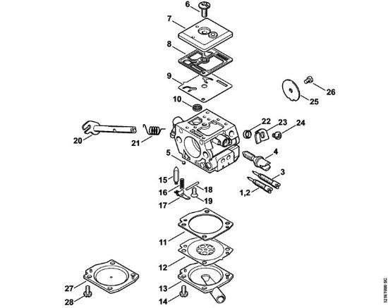 Benzinmotorsägen (MS) 038 SW Vergaser C3-S148, C3-S149 der Marke Stihl