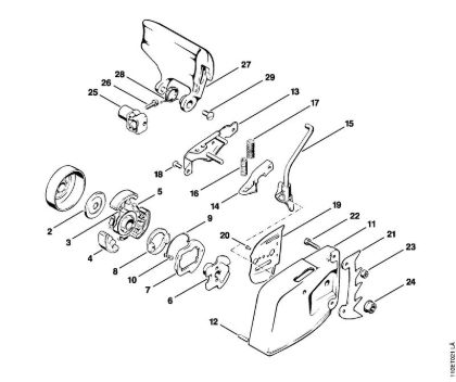 Benzinmotorsägen (MS) 041 AVEQ Kettenbremse mit Trennkupplung der Marke Stihl