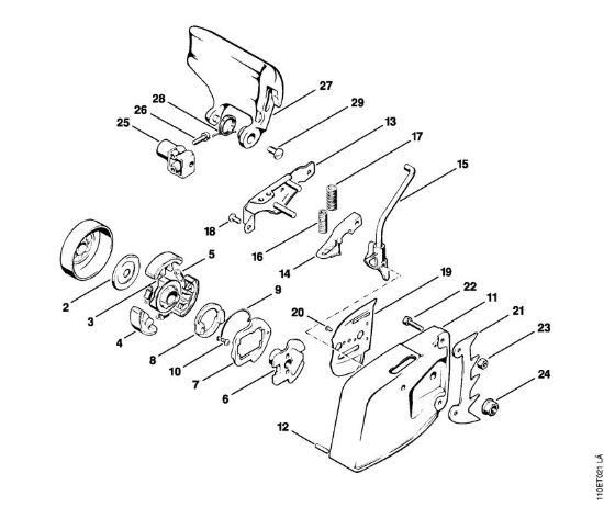 Benzinmotorsägen (MS) 041 AVEQ Kettenbremse mit Trennkupplung der Marke Stihl