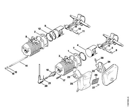 Benzinmotorsägen (MS) 041 AVFBQ Zylinder, Schalldämpfer der Marke Stihl
