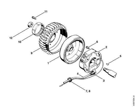 Benzinmotorsägen (MS) 041 G Zündanlage, Lüfterrad der Marke Stihl