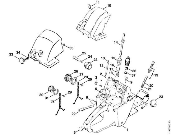 Benzinmotorsägen (MS) 042 Q Tankgehäuse der Marke Stihl