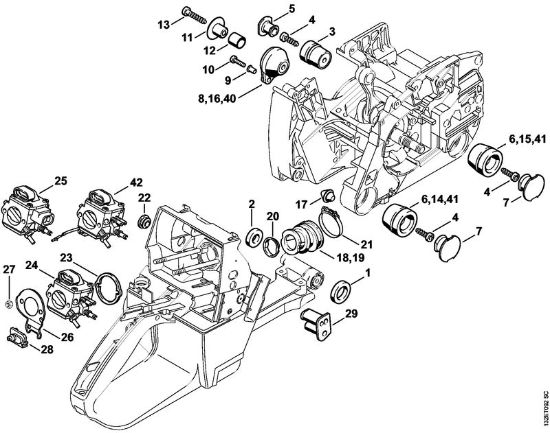 Benzinmotorsägen (MS) 044 AV-System der Marke Stihl
