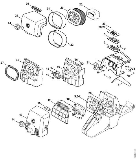 Benzinmotorsägen (MS) 044 W Haube, Luftfilter der Marke Stihl