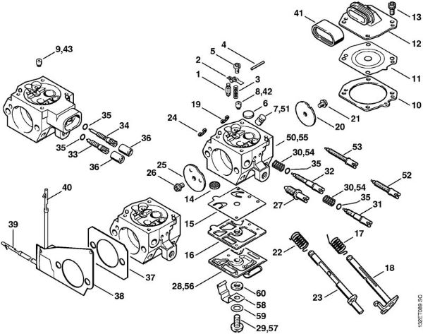 Benzinmotorsägen (MS) 044 W Vergaser HD-15, HD-17, HD-11, HD-10 der Marke Stihl
