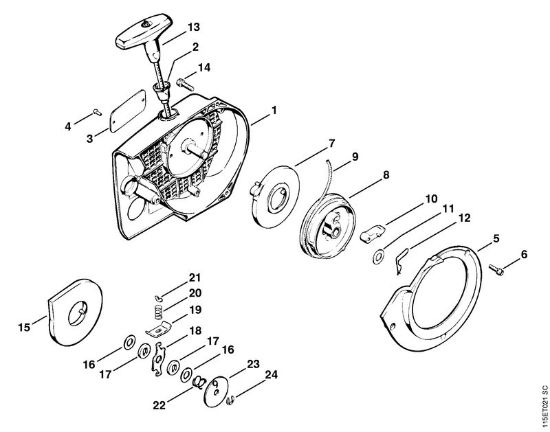 Benzinmotorsägen (MS) 045 AVEQ Anwerfvorrichtung der Marke Stihl