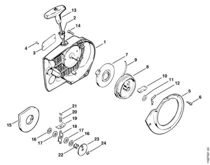 Benzinmotorsägen (MS) 045 AVSE Anwerfvorrichtung der Marke Stihl