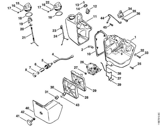 Benzinmotorsägen (MS) 045 AVSE Vergaserkasten, Luftfilter der Marke Stihl