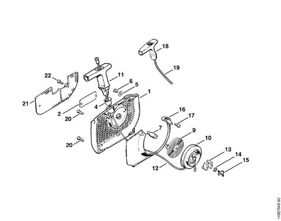 Benzinmotorsägen (MS) 046 Magnum BR Anwerfvorrichtung der Marke Stihl