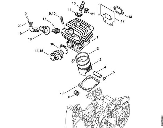 Benzinmotorsägen (MS) 046 Magnum BR Zylinder der Marke Stihl