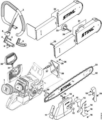 Benzinmotorsägen (MS) 046 W Umrüstsatz Rettungssäge (27.2000), (31.2005) der Marke Stihl
